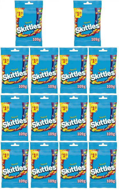 14 x Skittles Tropical Flavoured Treat Bag - 109GM