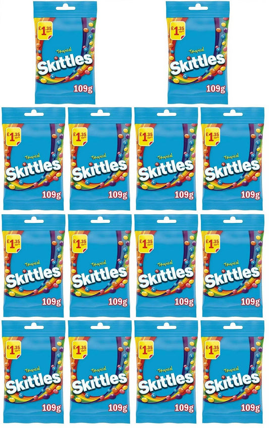 14 x Skittles Tropical Flavoured Treat Bag - 109GM