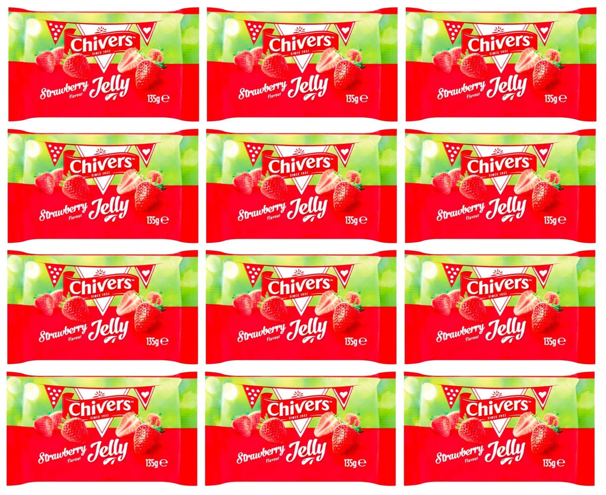 12 x Chivers Strawberry Flavour Jelly 135G