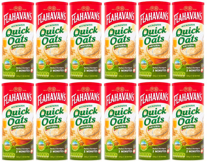 12 x Flahavan's Microwave Quick Oats Natural 500G