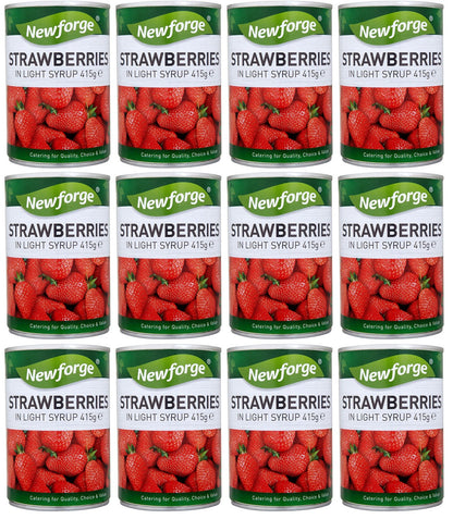 12 x Newforge Strawberries In Light Syrup 415G