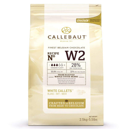 8 x Callebaut Finest Belgian Chocolate White Callets 2.5Kg
