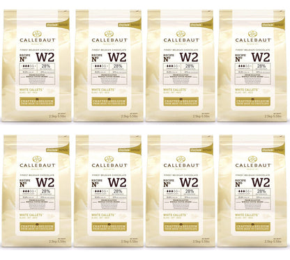 8 x Callebaut Finest Belgian Chocolate White Callets 2.5Kg