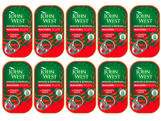10 x John West Mackerel Fillets In Tomato Sauce 125G