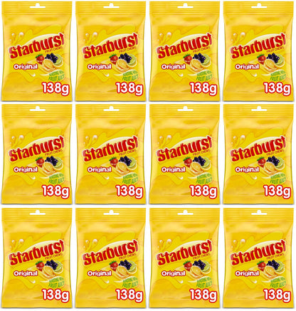12 x Starburst Vegan Chewy Sweets Fruit Flavoured Pouch Bag 138G