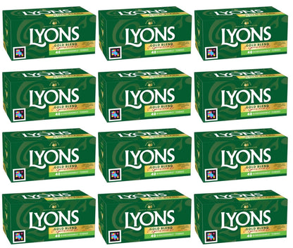 12 x Lyons 40 Gold Blend Biodegradable Tea Bags 116G