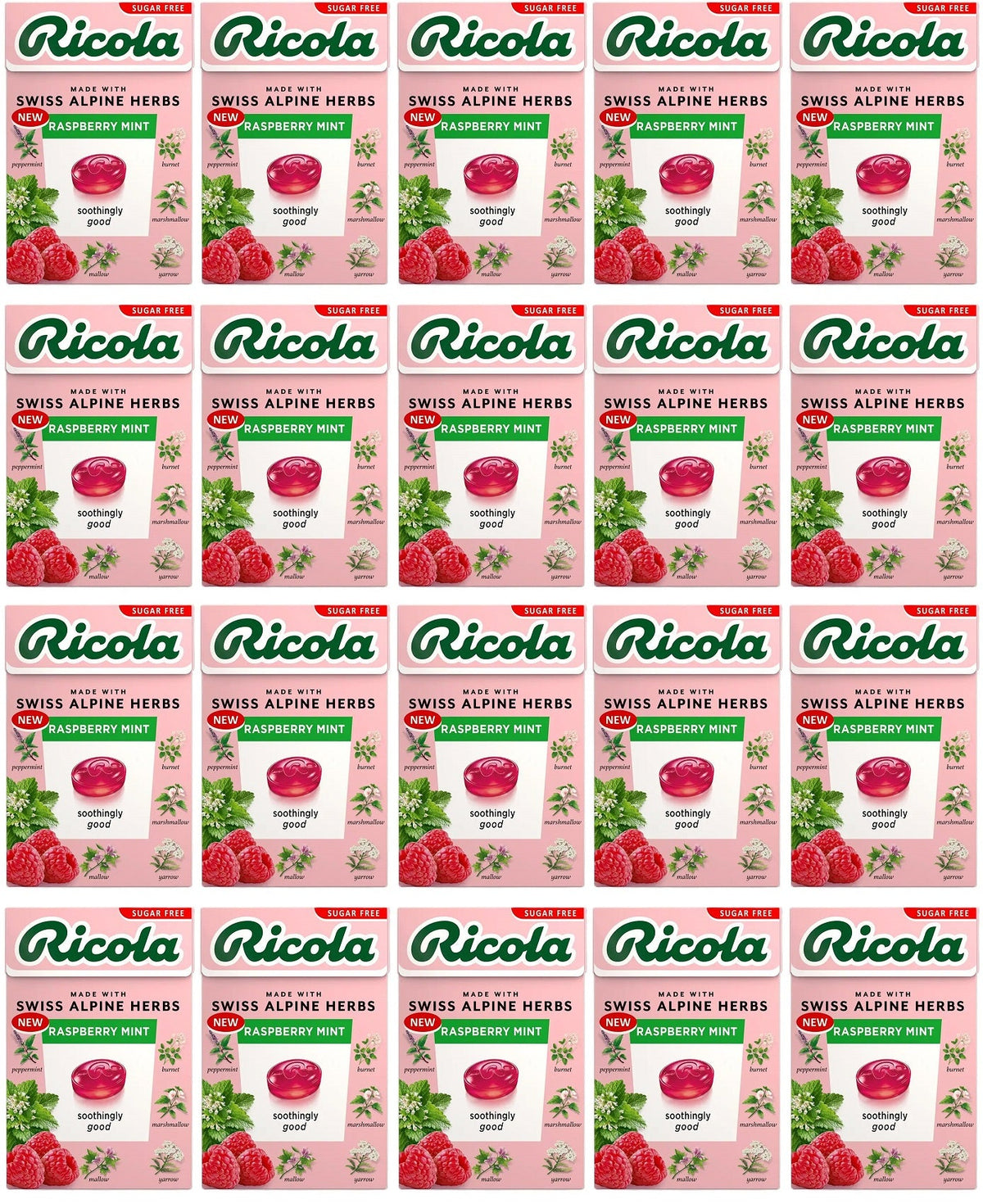 20 x Ricola Raspberry Mint Box Sugar Free - 45g