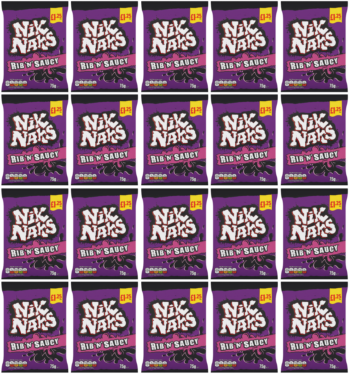 20 x Kp Nik Naks Rib N Saucy - 75GM