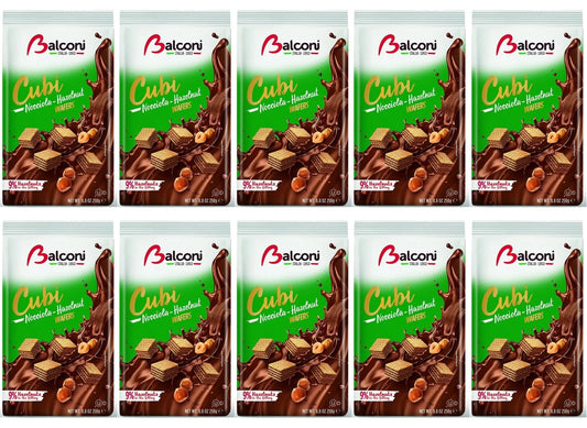 10 x Balconi Cubi Wafer Bag Hazelnut - 250GM