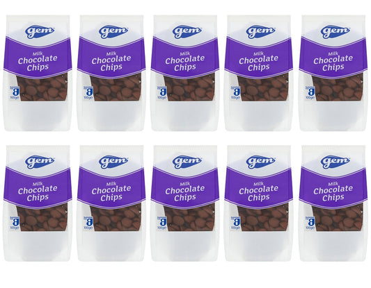 10 x Gem Milk Chocolate Chips 100G