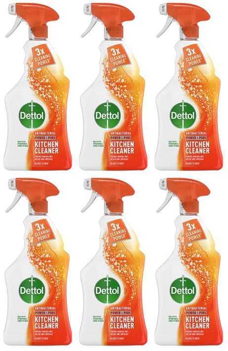6 x Dettol Power & Pure Spray Kitchen  - 750ML