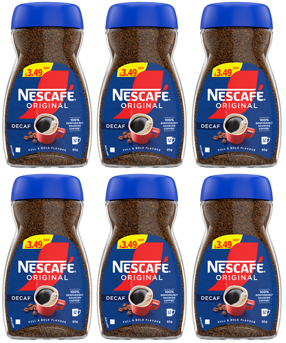 6 x Nescafe Original Decaff - 95GM