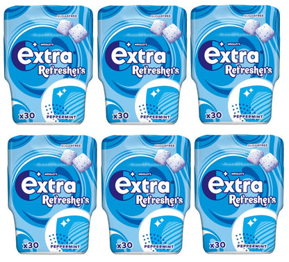 6 x Extra Refreshers Peppermint Sf Chewing Gum 30 Piece