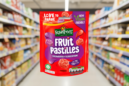 10 x Rowntree's Fruit Pastille Strawberry & Blackcurrant Pouch Vegan - 143GM
