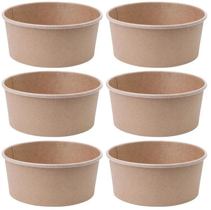 6 x Kraft Salad Bowl Container 26Oz