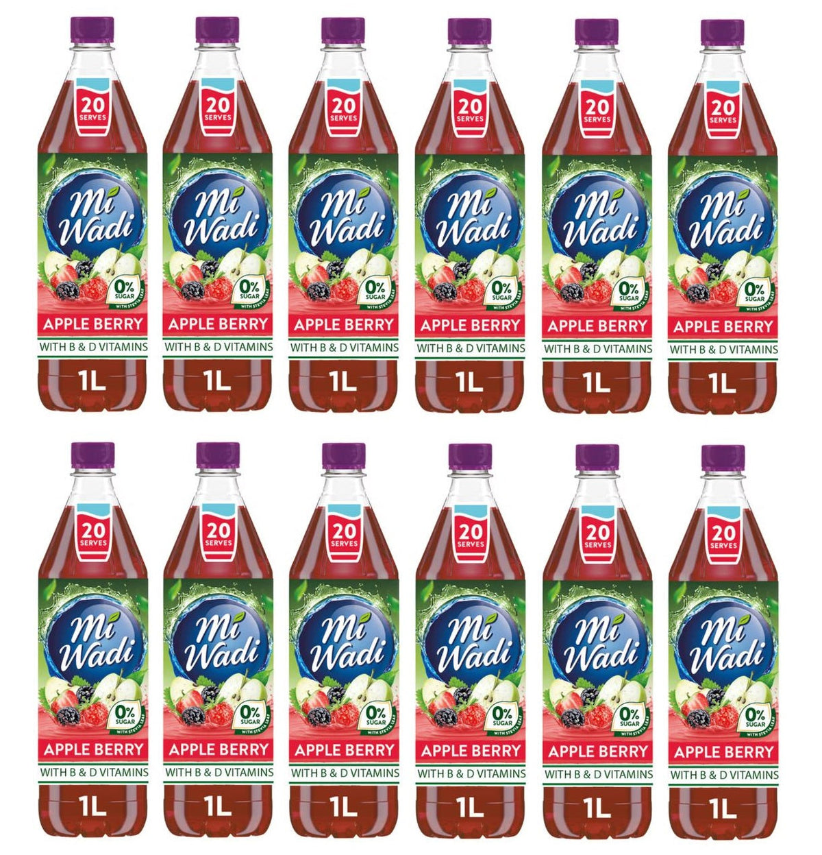 12 x Mi Wadi Zero 0% Apple Berry 1L