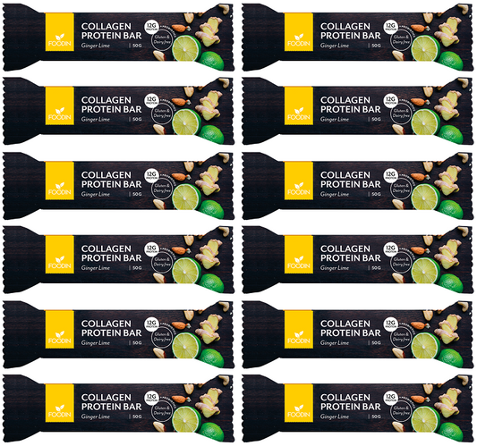 12 x Foodin Collagen Protein Bar Ginger Lime - 50g