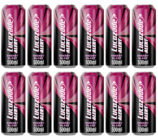 12 x Lucozade Alert Cherry Can - 500ML