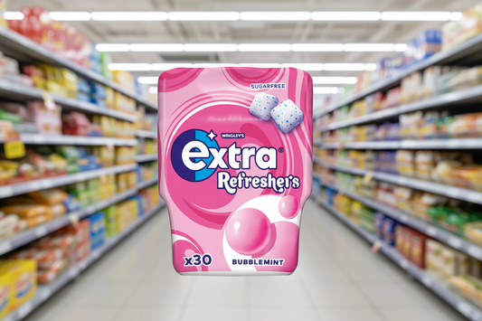 6 x Extra Refreshers Chewing Gum Bubblemint Bottle - 30PCE
